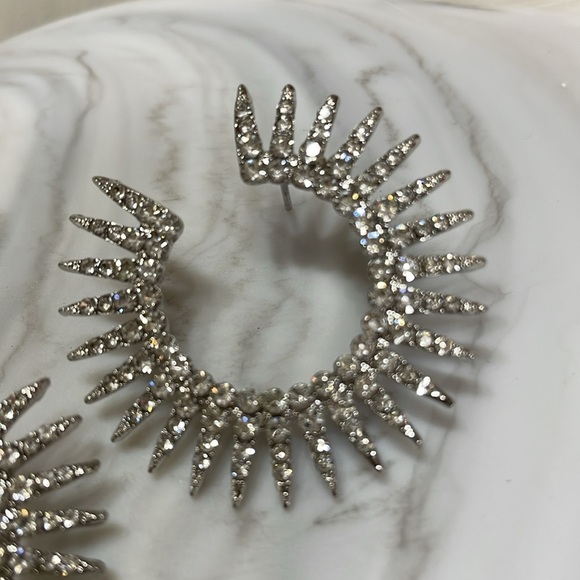 Anthropologie Rhinestone Spike Open Hoop Earrings - Picture 9 of 16